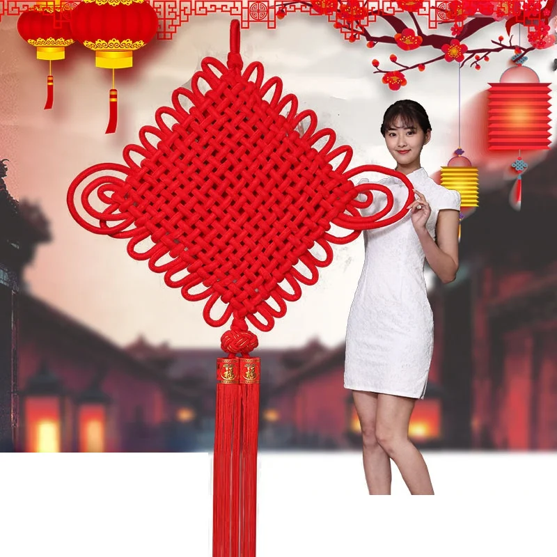 

Chinese New Year Decor Red Knot Tassel Hanging Wall Ornaments Lucky Oriental Pendant Ornaments for 2022 Spring Festival Art