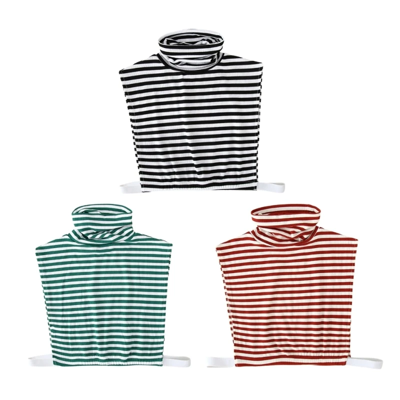 

Woman Neckline Detachable Stripe Print Collar Half Shirt Designed False Collar