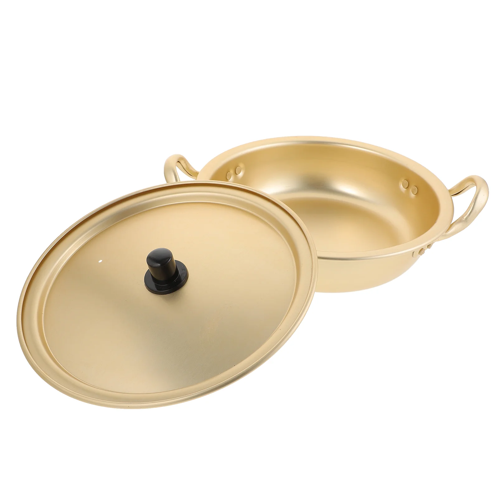 

Korea Ramen Noodle Pot Fast Heating Food Stew Pan Aluminum Alloy Soup Bowl With Handles Lid Kitchen Cookware