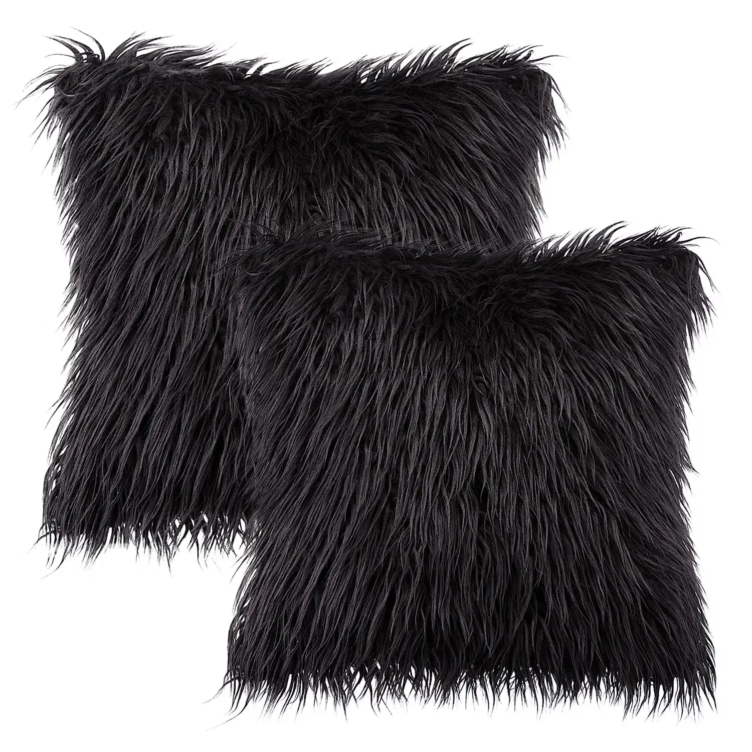 

Merino Style Faux Series Decorative Throw Pillow Bundle, 20" x 20"/22" x 22", Black, 2 Pack