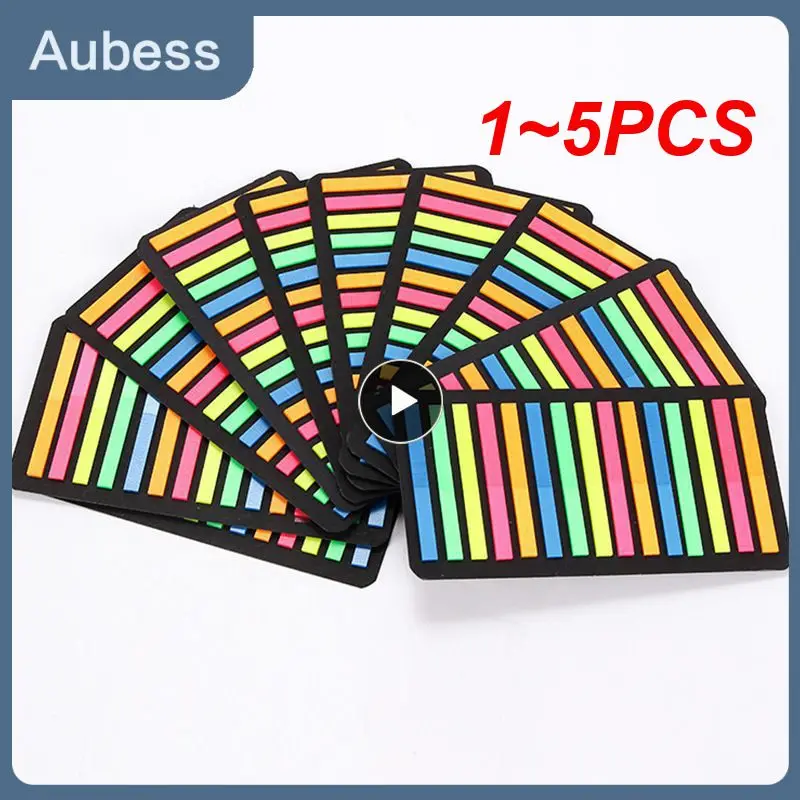 

1~5PCS Sticky Bookmarks PVC Sticky Labels Lightweight No Trace Fashion Fluorescent Self Sticky Notes Lined Memos Decor