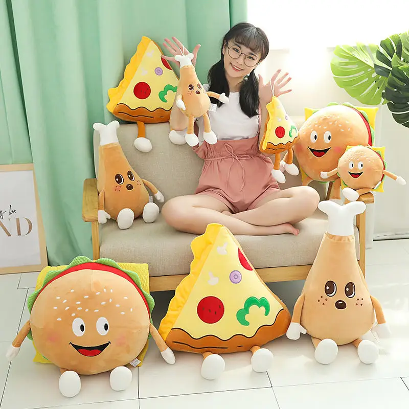 

Creative 3D Animal French Fries/Pizza/Bread/Popcorn/Burger/Chicken Leg Plush Pillow, Cartoon Plush Toy Soft Cushion Pillow