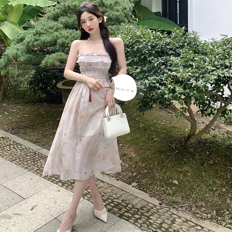 

2023 Elegant Dress Women's Girls' Design Sense Back Tie Bowknot Sweet Free Shipping