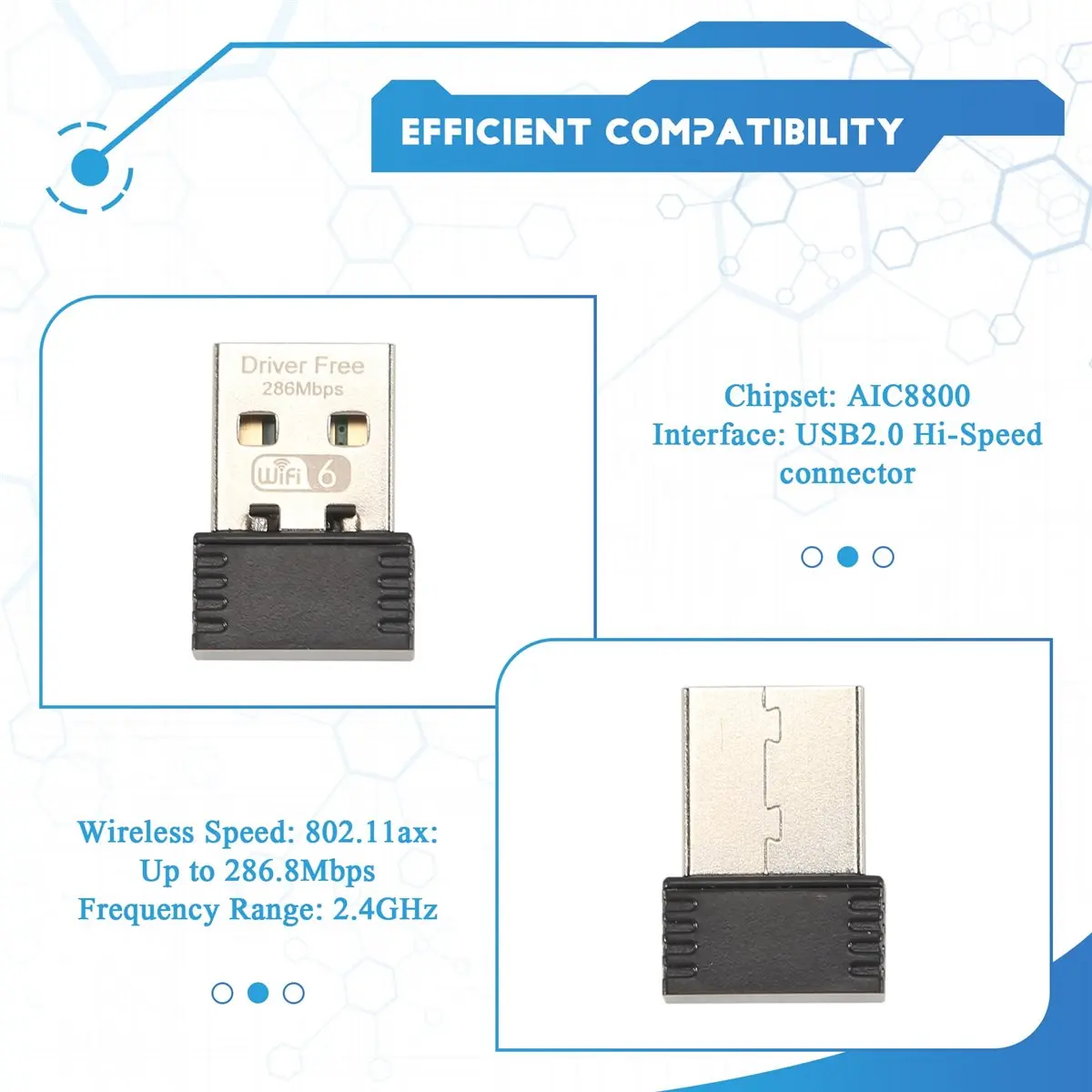 Беспроводной адаптер Wi-Fi 6 A72Z AX286 802.11Ax 2,4 ГГц, сетевая карта USB без драйверов для компьютеров с Windows 71011, мини-приемник Wi-Fi (art.: 3920dbde06cb1) - 3920dbde06cb1