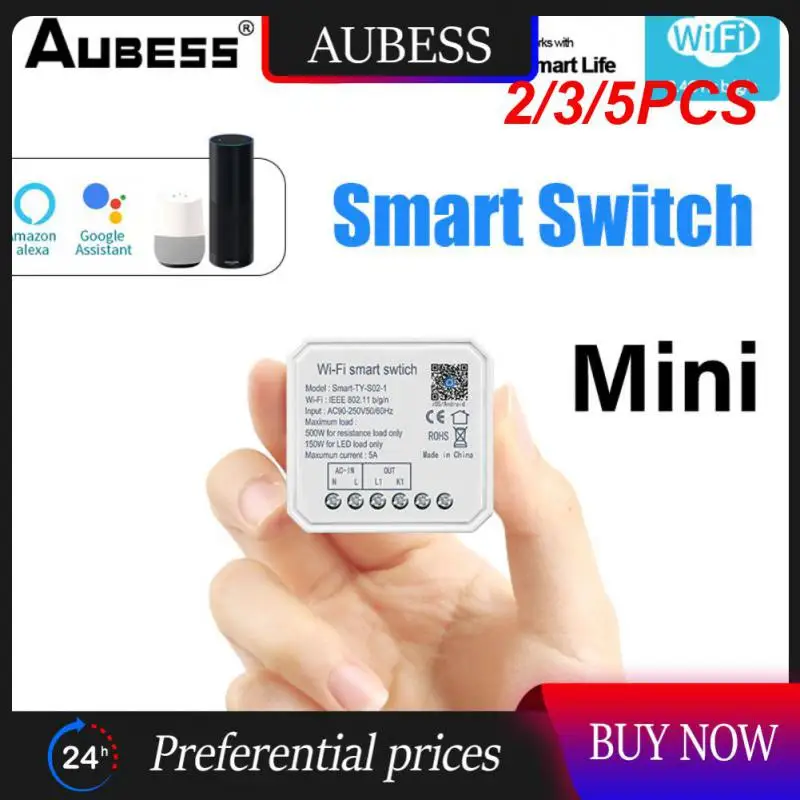 

2/3/5PCS Smart Home Smart Light Switch Tuya Sanrt Wifi Mini Switch Module Remote Control Smart Life Wireless Breaker