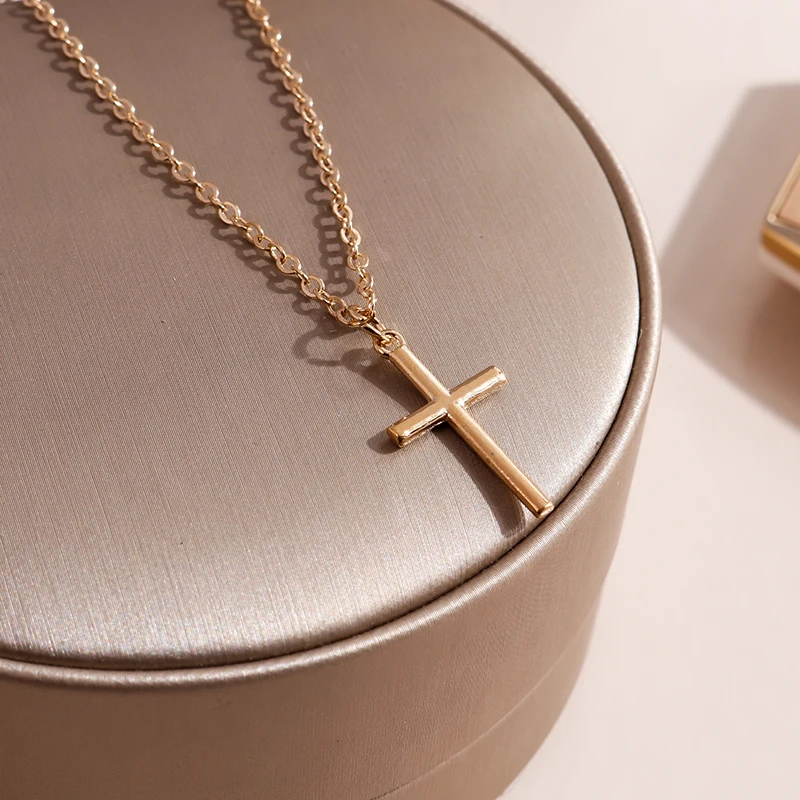 

Crosses Pendants Necklace For Women Men Lovers Gold Silver Color Chain Cross Necklace Small Cross Religious Jewelry Wholesale