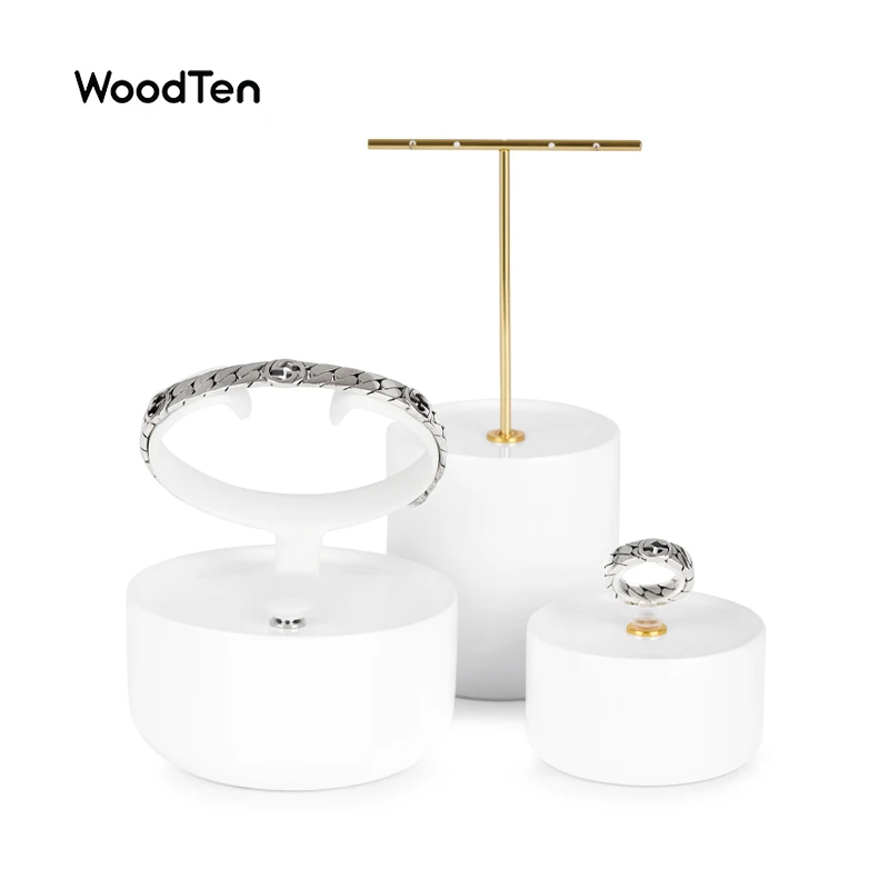 

WoodTen Resin & Metal Jewelry Display Tray for Earrings Ring Bangle Jewelry Accessories Showing Shelf White