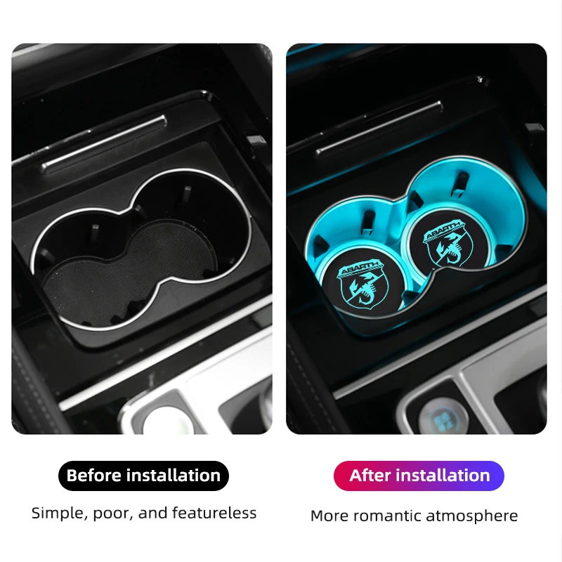 

Car Luminous Water Cup For Abarth Stilo Palio Bravo Auto Styling Luminous Bottle Mat 7Colors LED Car Cup HolderCar interior