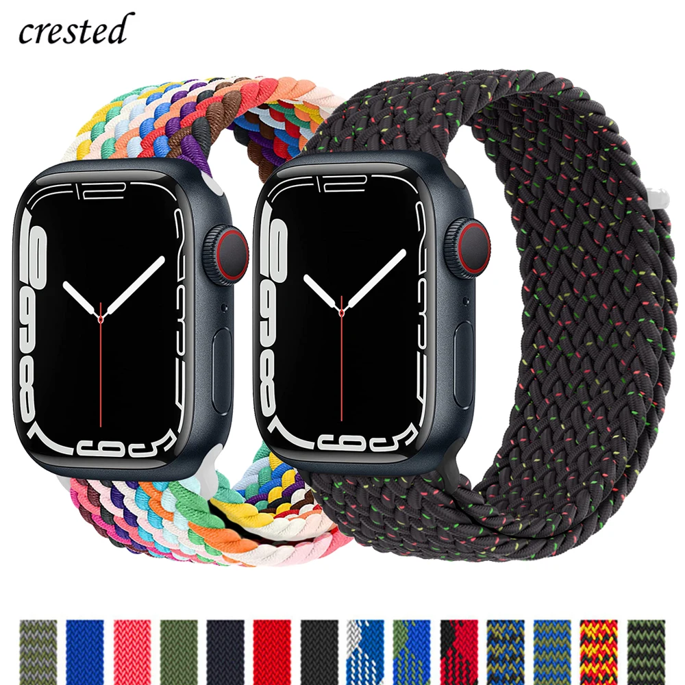 

Ремешок для Apple watch band 44 мм 40 мм 45 мм 41 мм 42 мм 38 мм, нейлоновый Плетеный Эластичный соло-браслет для iWatch Series 3 4 5 se 6 7