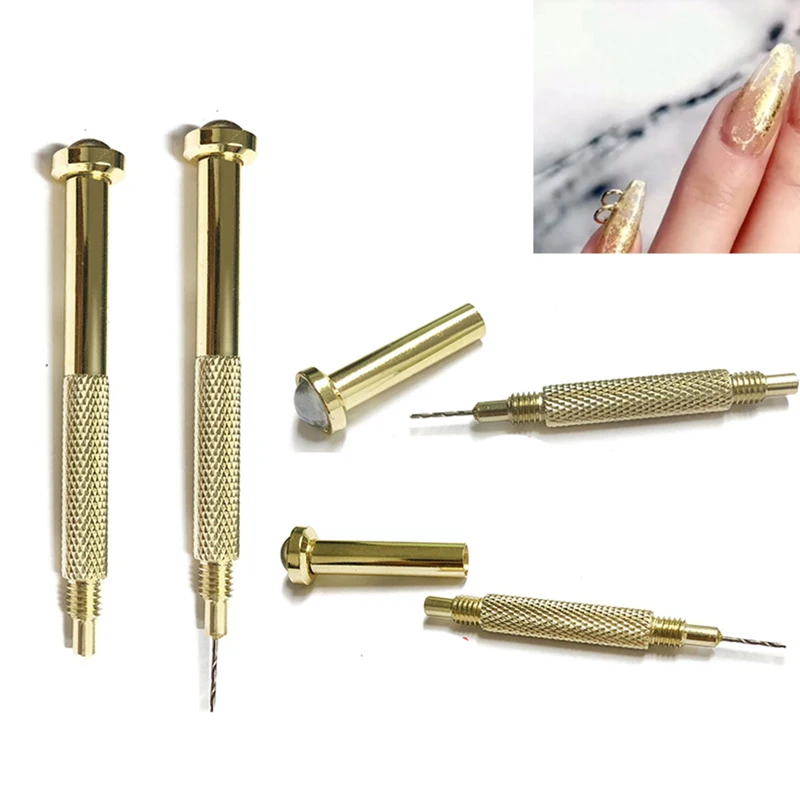 

1PCS Hand Dangle Drill Hole Maker Dotting Pen Piercing Professional Manicure Nail Art Tool Random Color Nail Art
