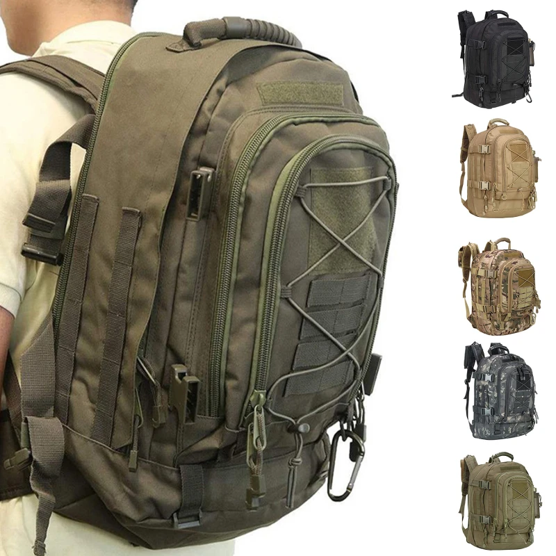 

60L Military Tactical Backpack Army Molle Assault Rucksack 3P Outdoor Travel Hiking Rucksacks Camping Hunting Climbing Bags