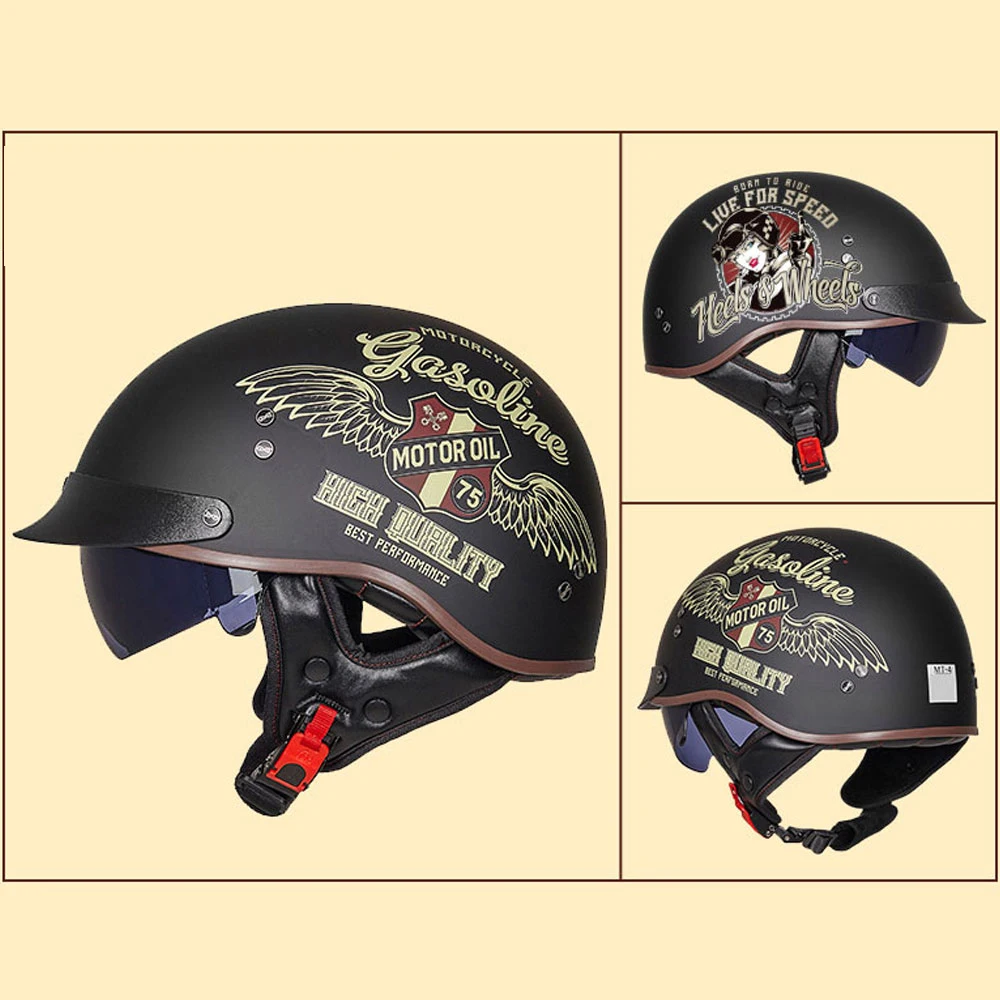 Retro Vintage Casco Moto Unisex Motorcycle Helmet Open Face Scooter Biker Motorbike Racing Riding Helmet with DOT Certification enlarge