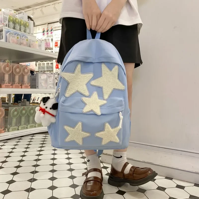 

Women's Casual School Backpack Cute Five-Pointed Star Shoulder Bags For Teenagers Girls Students Large Capacity Laptop Handbags