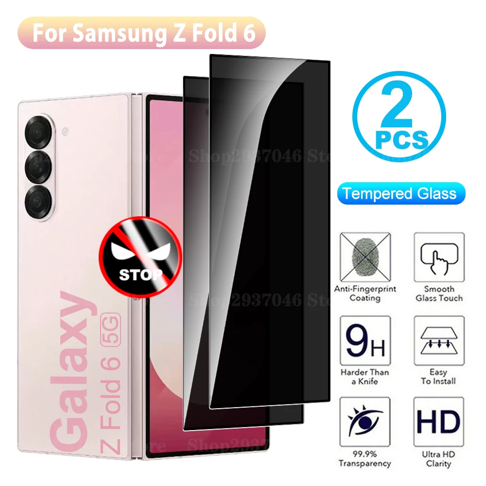 2 шт. Складная пленка для телефона Z Fold 6 Fold6 ZFold6 с черным краем закаленное стекло