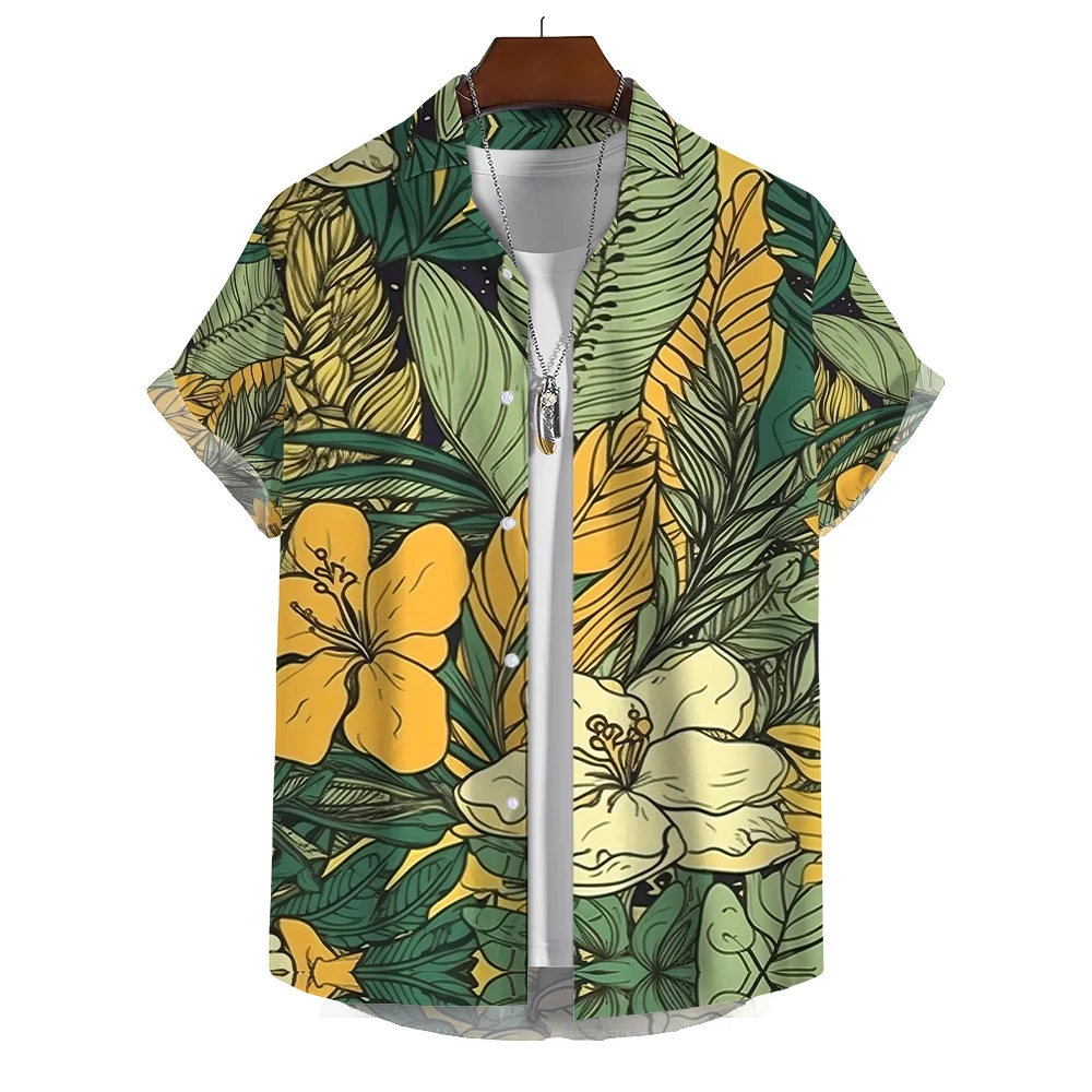 

Summer Fashion Hawaiian Beach Shirts Men Shirt Street Y2k 3D Printed Personalities Short Sleeves Shirt Top Lapel Women Clothes