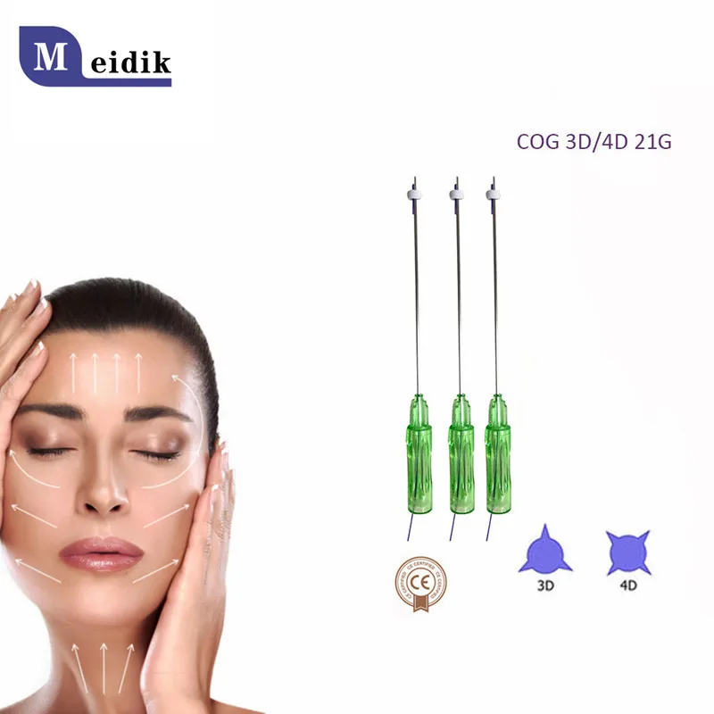 

2022 New Products Free shipping korea Beauty Suture absorbable l blunt 21G 60mm Barbed Fox eyes lift Cog 4D PDO Thread