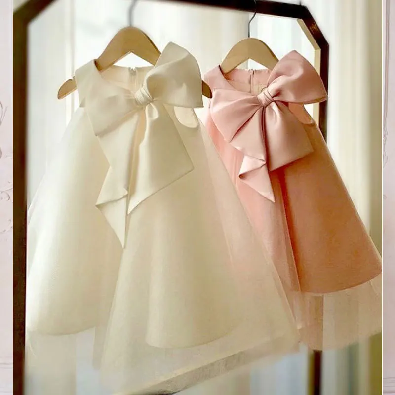 

Платье для девочек 2023 платье с большим бантом для первого дня рождения девочки платье для фестиваля корейской версии платье для маленьких девочек