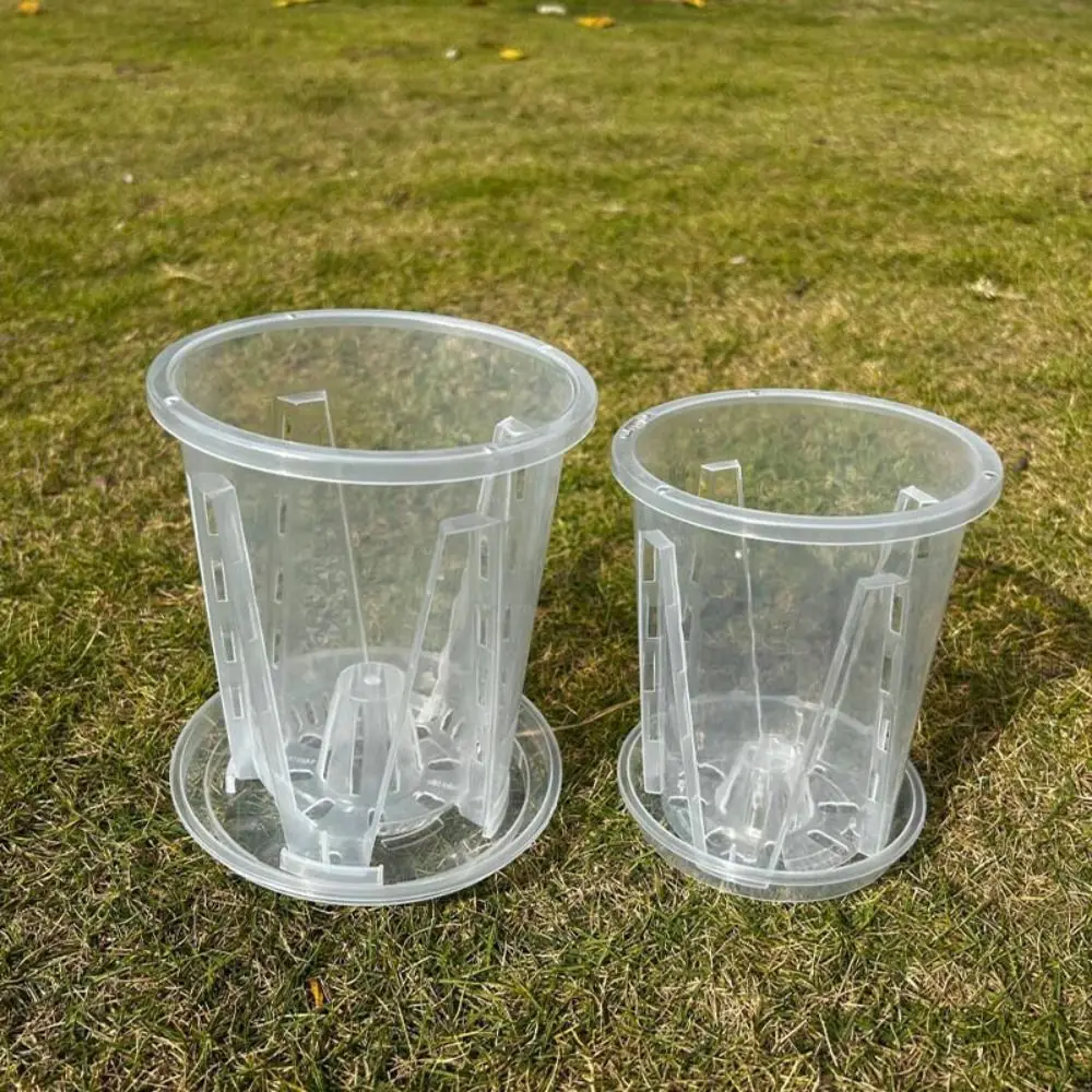 Прозрачный цветочный горшок Круглый квадратный пластиковый для растений с