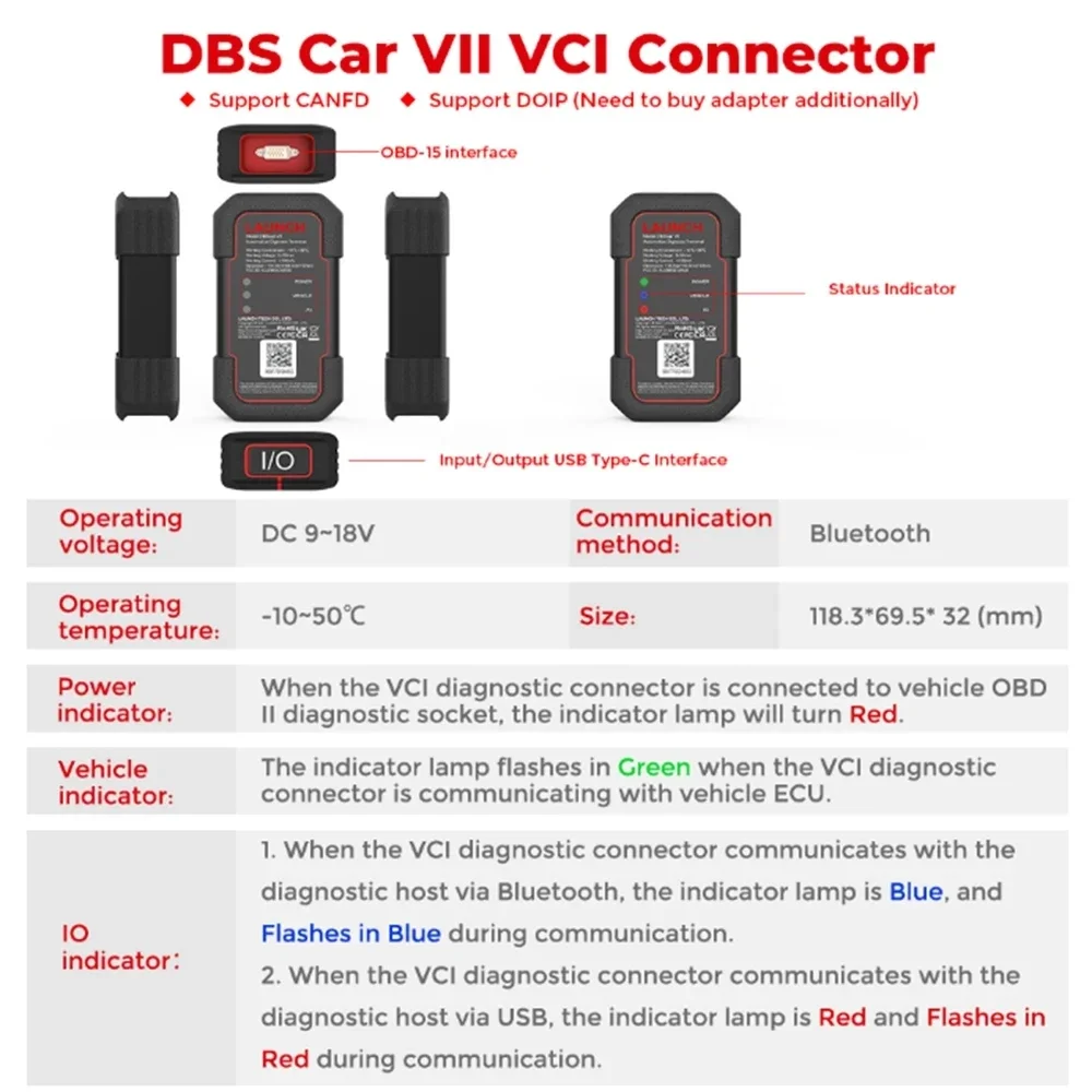 Launch X431 DBScar 7 DBScar7 Bluetooth BT соединитель VII Код поддержка Doip CAN FD CANFD протокол