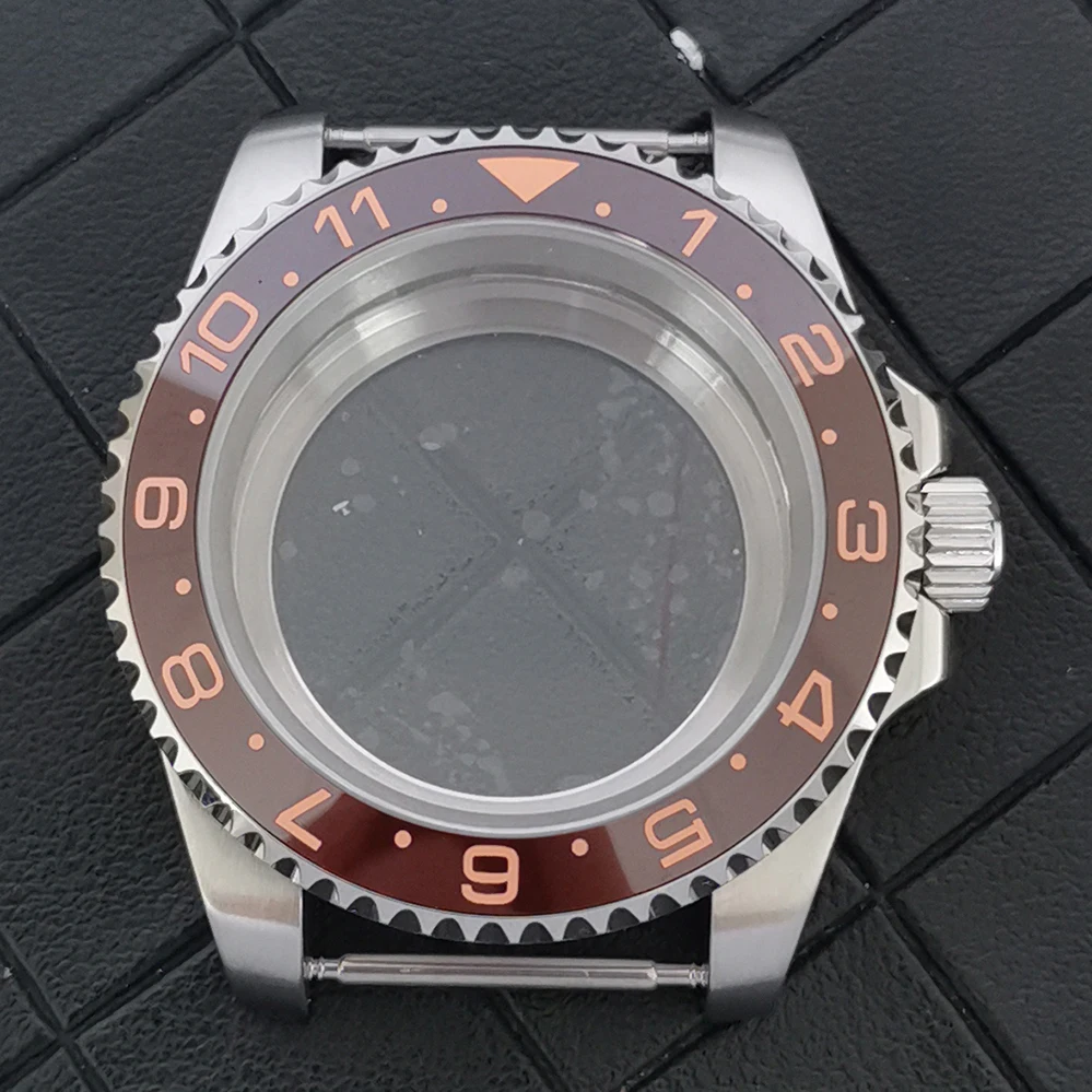 Retrofit 40mm Watch Case Accessories: Stainless Steel Transparent Case Bezel, Sapphire Flat Glass for NH34GMT Movement