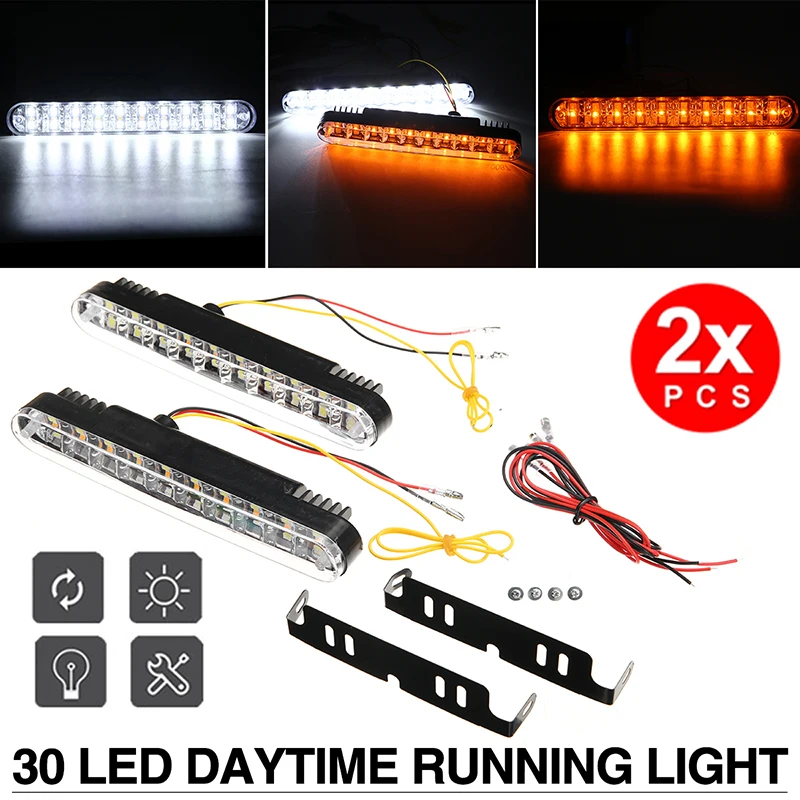

2 шт., Автомобильные дневные ходовые огни, 12 В, 30 светодиодов