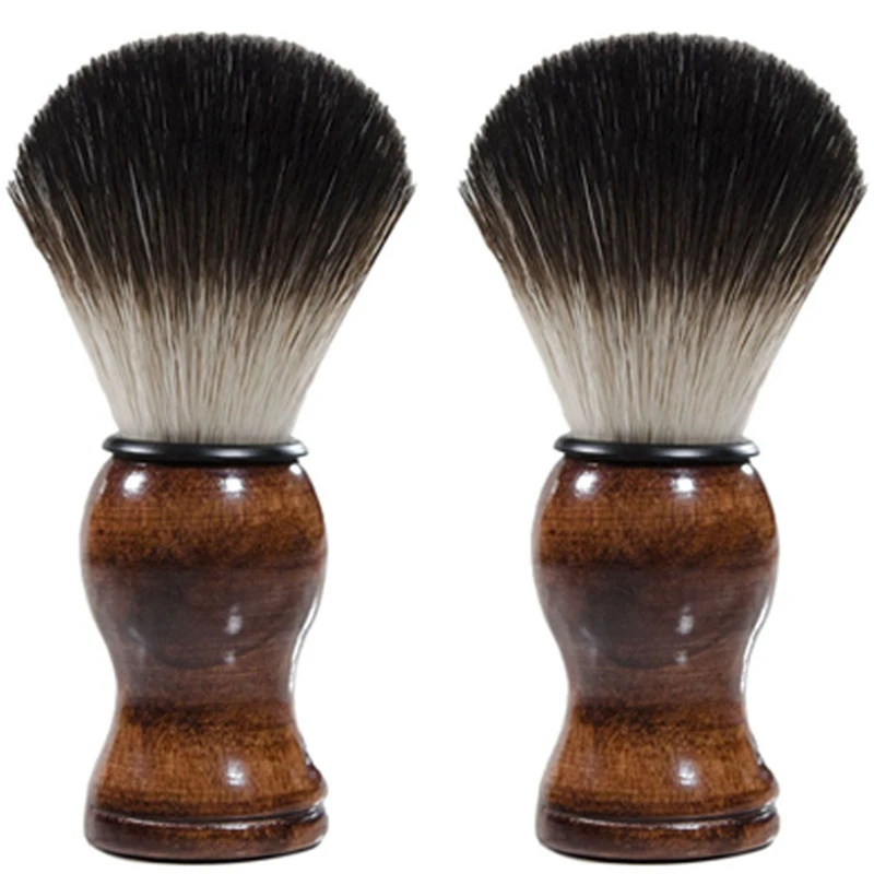 

2X Men Shaving Brush Shave Wooden Handle Facial Beard Cleaning Appliance High Quality Pro Salon Tool Safety Razor Brush
