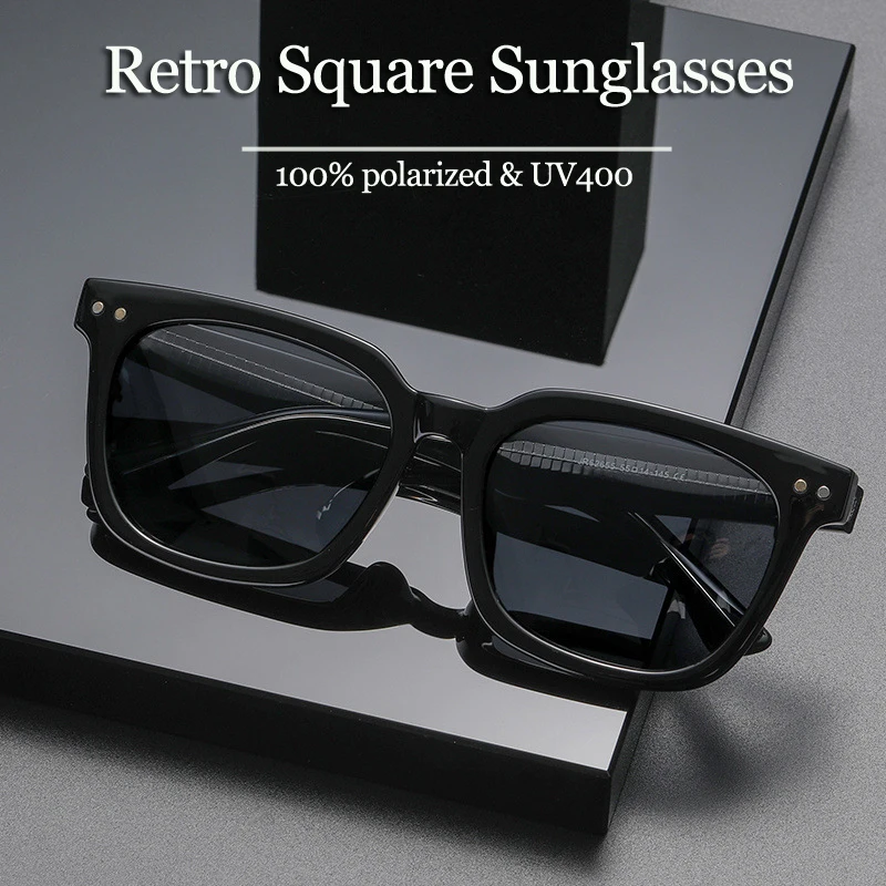 

Солнцезащитные очки с поляризацией для мужчин и женщин, винтажные квадратные солнечные аксессуары в стиле ретро, для вождения автомобиля, с...