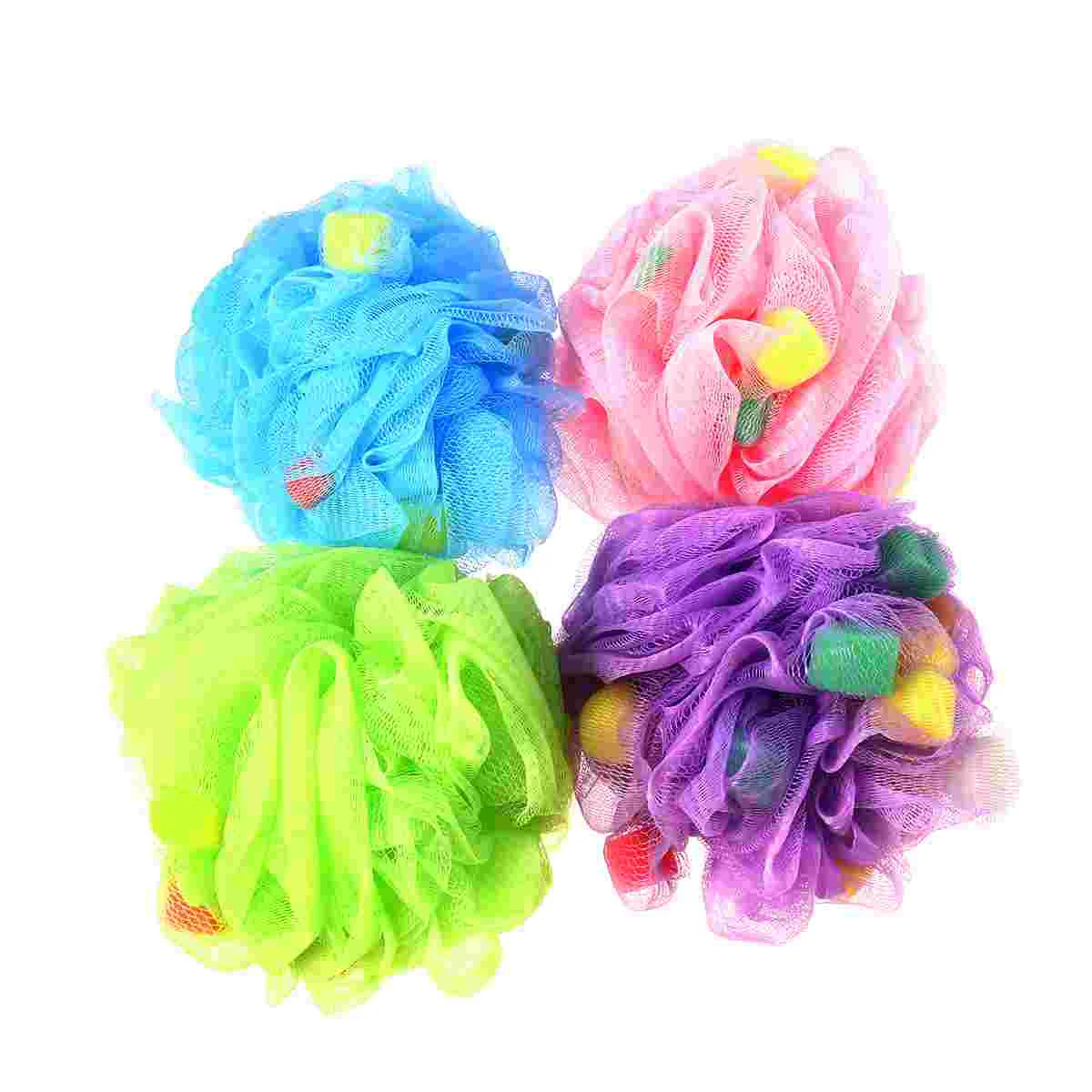 

Shower Sponge Bath Loofah Bathing Mesh Exfoliating Pouf Body Sponges Exfoliate Scrubber Colorful Wash Puff Hanging Women