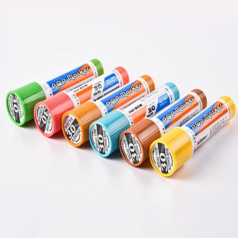 

30 MM Permanent Paint Pen Flat Tip Marker Brush Sketching Graffiti Advertising Poster Pens For Office School Art Supplies