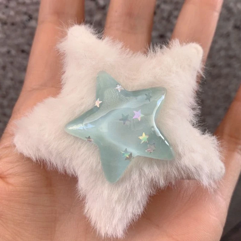 

Multicolor Hair Clip Barrettes Plush Pentagram Glitter Side Clip Hairpins Party Festival Headdress Barrette for Girls