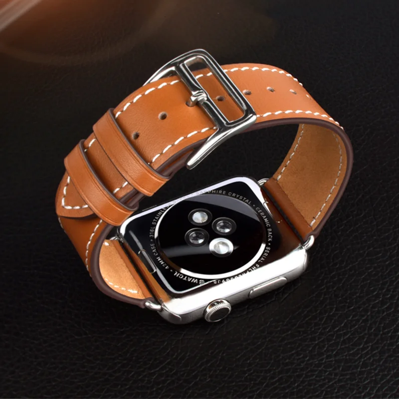 Ремешок из 100% натуральной коровьей кожи для Apple Watch 7 6 SE 5 4 42 мм 38 44 40 ремешок iWatch Ultra