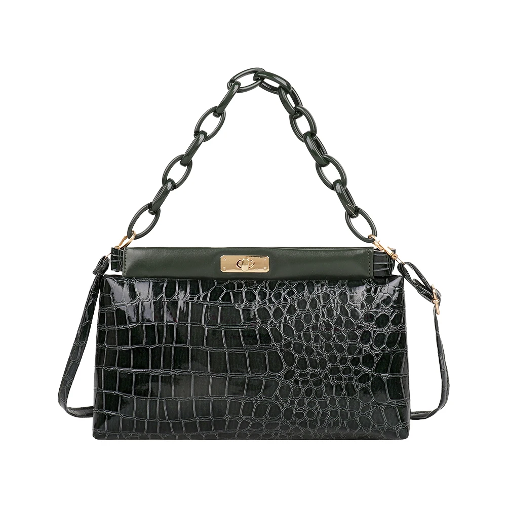 

Youth Ladies Simple Versatile Bag Portable Chain Handbag Alligator Leather Shoulder Bag Women Chain Crossbody Tote