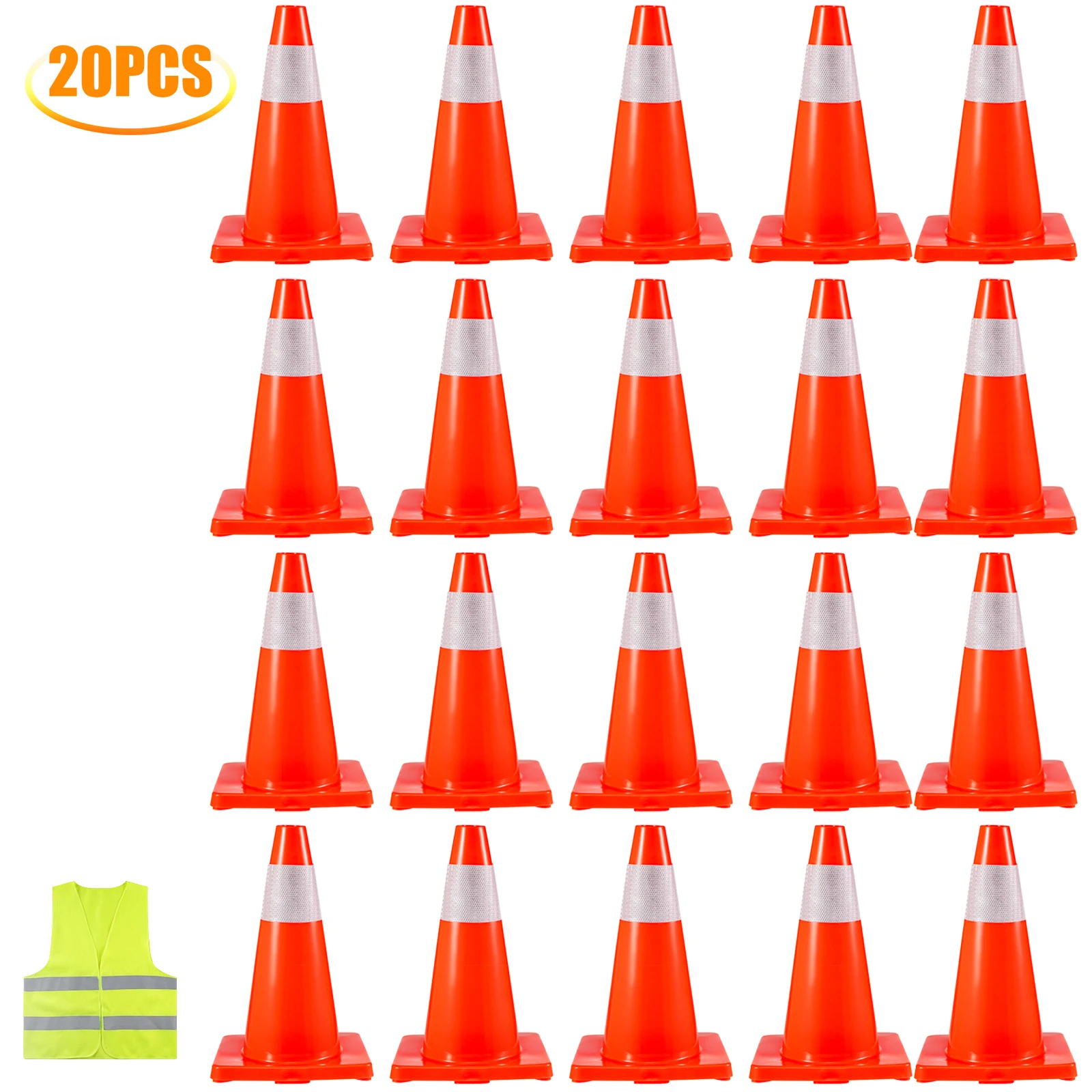 

Traffic Cones 20Pack 18", Safety Road Parking Cones PVC Base