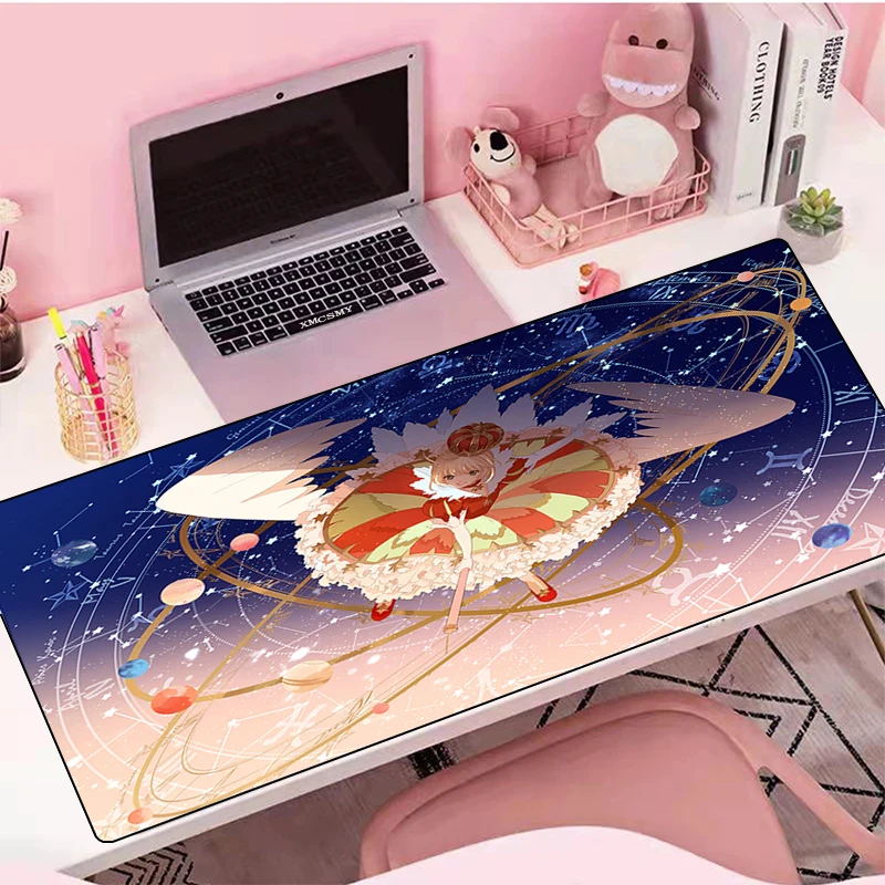 

Большой коврик для мыши Sakura Cardcaptor, игровой настольный протектор, коврик для мыши в стиле аниме, аксессуары для ПК, коврик для клавиатуры, мил...
