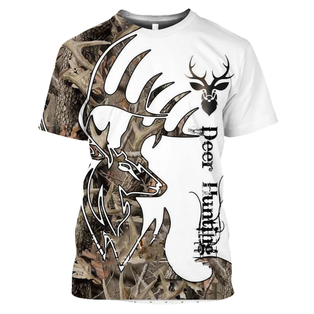 

Camo Hunting Animal Deer Elk 3D Men's T-shirt Summer Casual T Shirts Fashion Streetwear Women's Short Sleeve Clothing