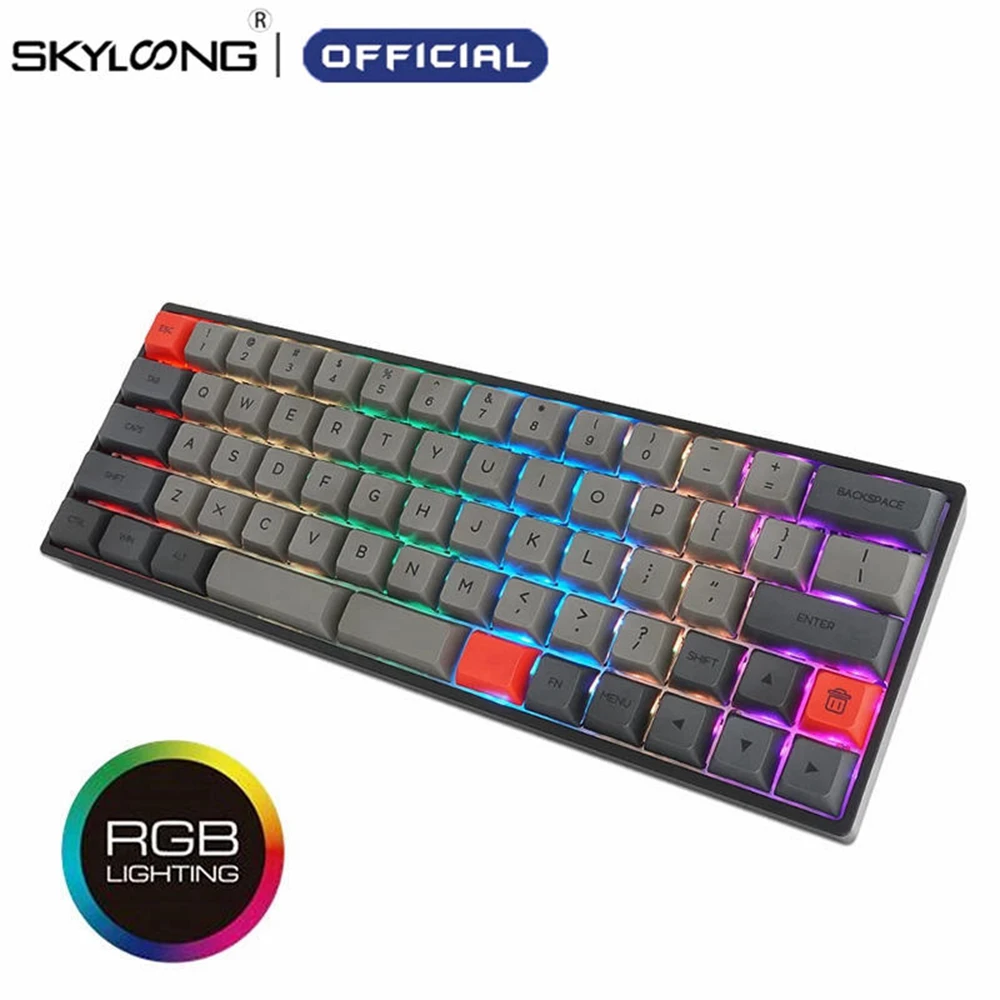 SKYLOONG SK66 Mechanical Keyboard RGB Gaming 66 Keys Gateron Blue Switches Wireless Bluetooth Keyboards Programmable For Mic/Win