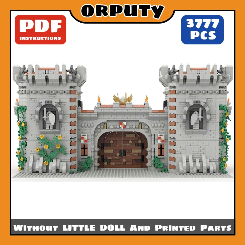 

Средневековый замок, ворота, альтернативный строительный блок MOC, набор для строительства, архитектура, набор «сделай сам», кирпичные игруш...