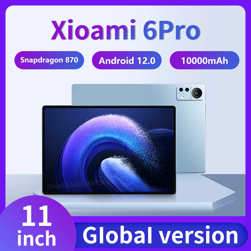 

2024 HD 4K Screen Global Tablet Snapdragon 870 Android 12GB RAM 512GB ROM Tablette PC 5G Dual SIM Card WIFI Phone Call Pad 6 Pro