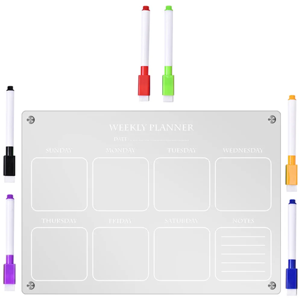 

Weekly Plan Writing Board Calendar Whiteboard Kitchen Small Dry Erase Fridge Acrylic Practical Magnetic Listing Clear Blank