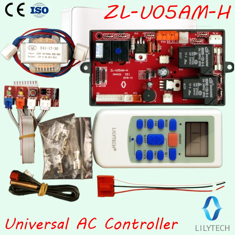 

ZL-U05AM-H, Universal A/C Controller for Split Air Conditioner, with Aux Heater Control, PG motor, Lilytech