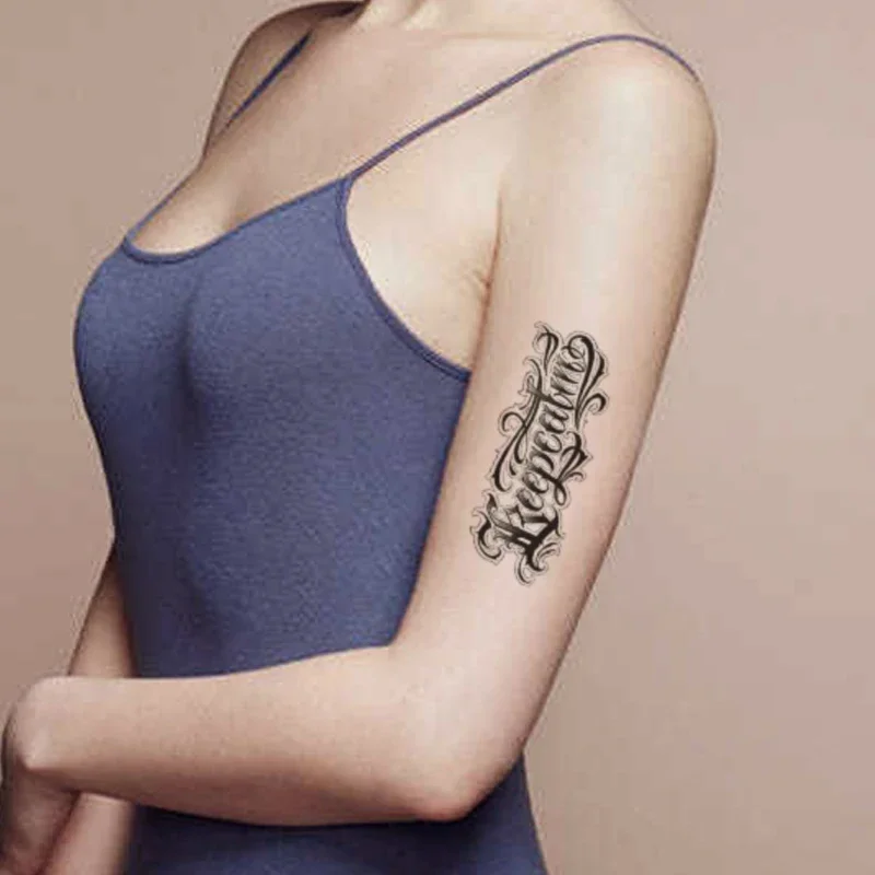 

Водостойкая временная татуировка, наклейка, черный английский алфавит, тотем, дизайнерские искусственные татуировки, татуировки для тела на руку для женщин и мужчин