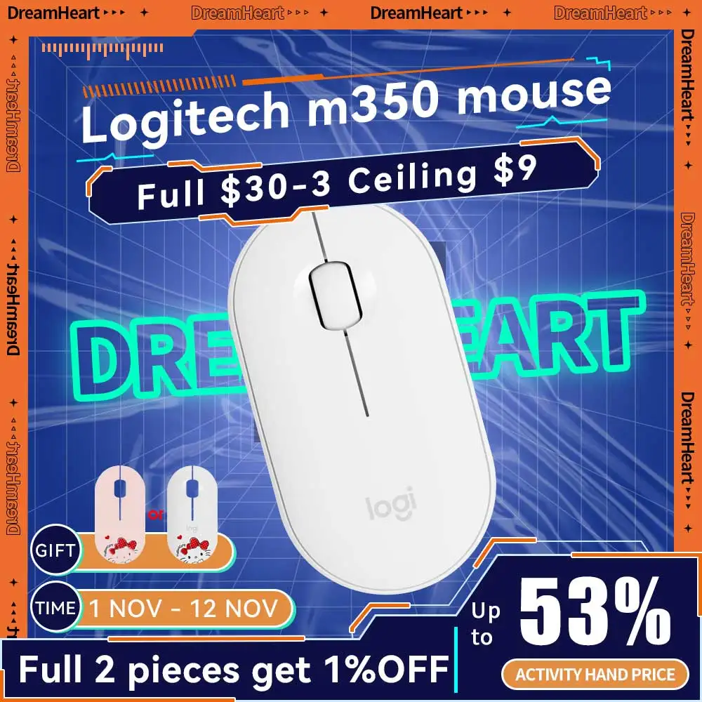 

Original Logitech M350 Pebble With Hello Kitty Wireless Mouse Bluetooth For Pc Laptop Ipad Slient Home Office Mini Mouse Macbook