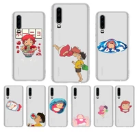 toplbpcs ponyo on the cliff phone case for huawei p20 p30 pro p40 lite mate 20lite for y5 y6 honor 8x 10 capa