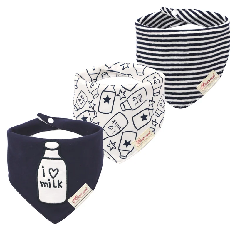 

3PCS Baby Bibs Set Organic Cotton Triangle Towel Cartoon Bandana Bibs Newborn Infant Boys Girls Saliva Towel Waterproof Bib