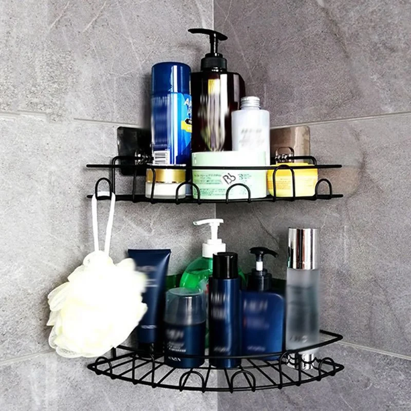 

2-Pcs Corner Shower Caddy, Wall Mounted Storage Basket Shelve, Bathroom Shelf Organiser for Shower Toilet Dorm Kitchen