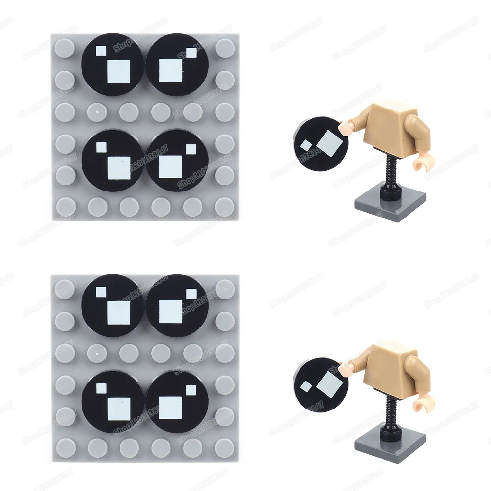 Строительный блок с белым квадратным узором 14769 круг 2X2 плитка печатные блоки MOC