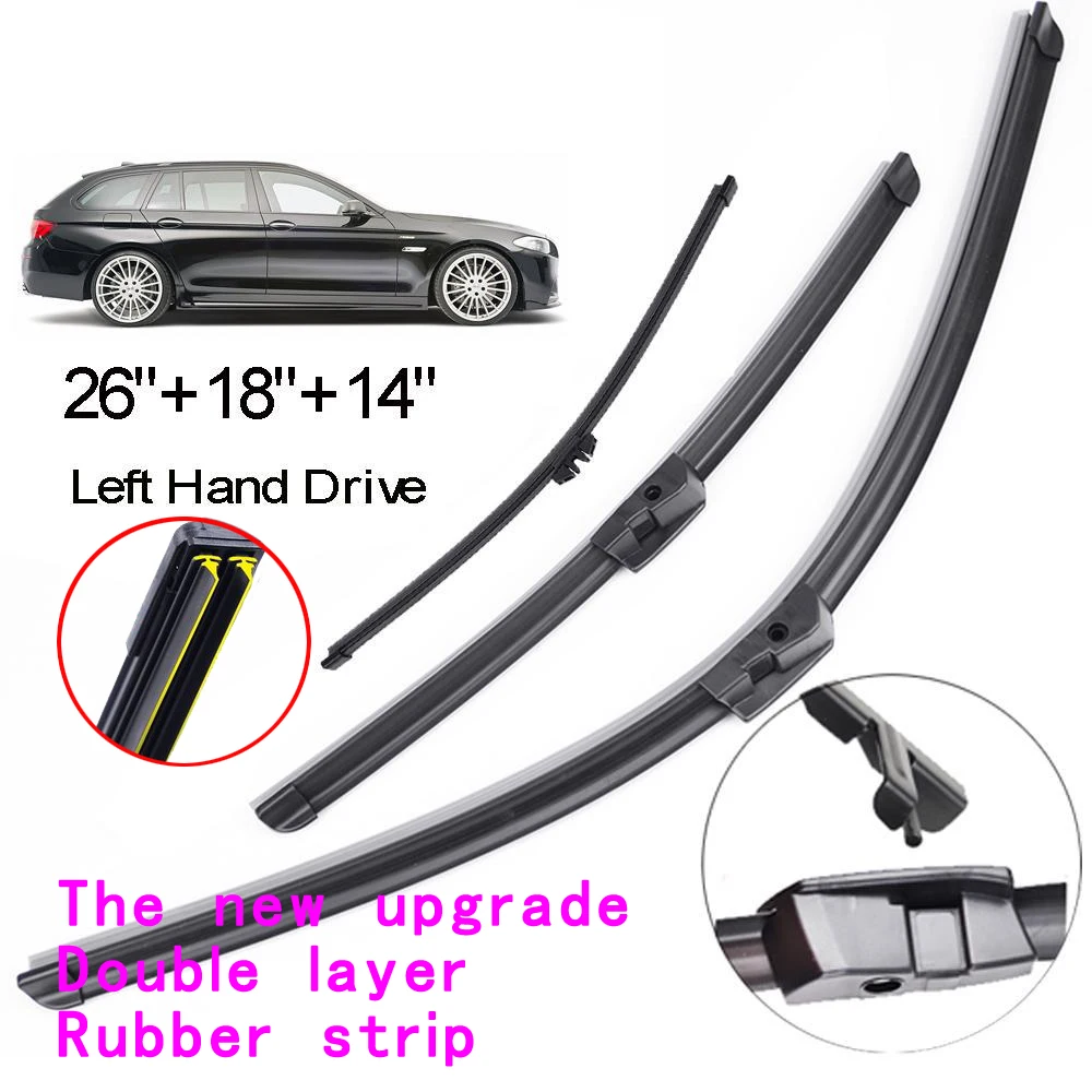 

adohon Front & Rear Wiper Blades Set For BMW 5 Series F11 2010 - 2016 2015 2014 Windshield Windscreen 26"18"14"