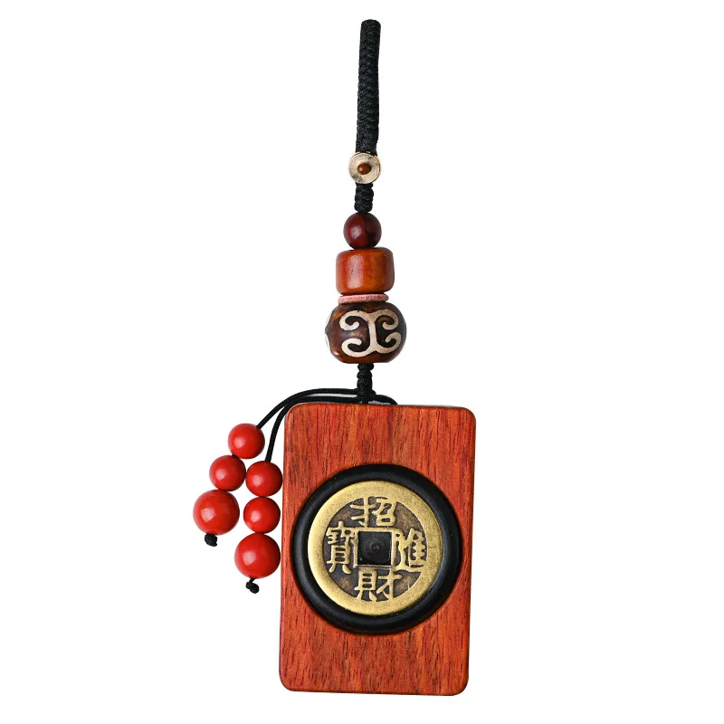 

Ebony inlaid turn copper money hand to make money turn money rosewood car key chain pendent creative mahogany gift