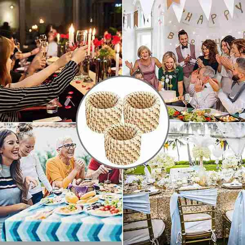 Плетеные кольца для салфеток из ротанга кольцо в фермерском стиле натуральный