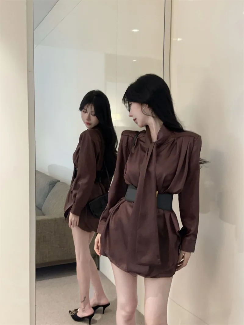 Офисная женская элегантная Свободная юбка MiiiiX осень 2024 дизайнерская длинная